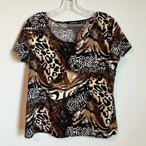 Notations Animal Print Leopard Short Sleeve Shirt size Medium